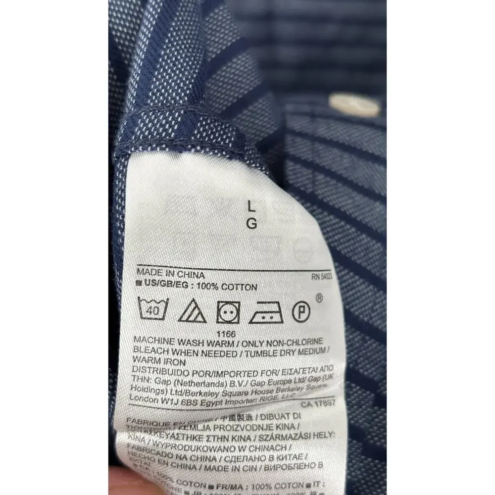 Banana Republic Striped Button Up Long Sleeve Alpha Shirt Mens Size Large Blue